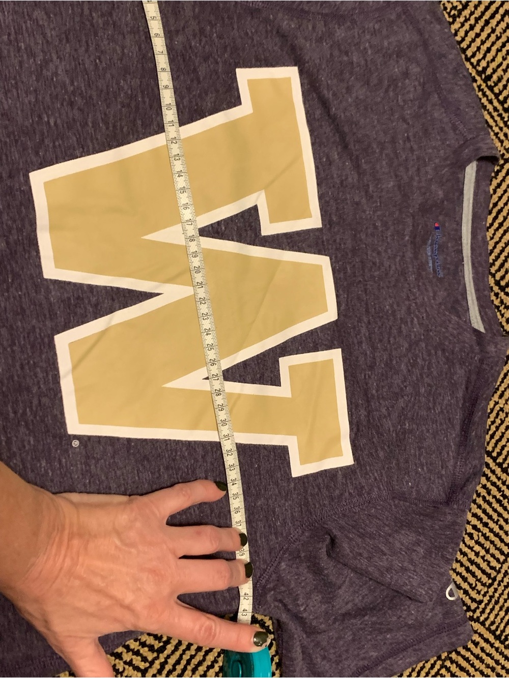 Champion Heather purple-Navy color Short-Sleeve Tee with Gold 'W' - WSU - Picture 8 of 13